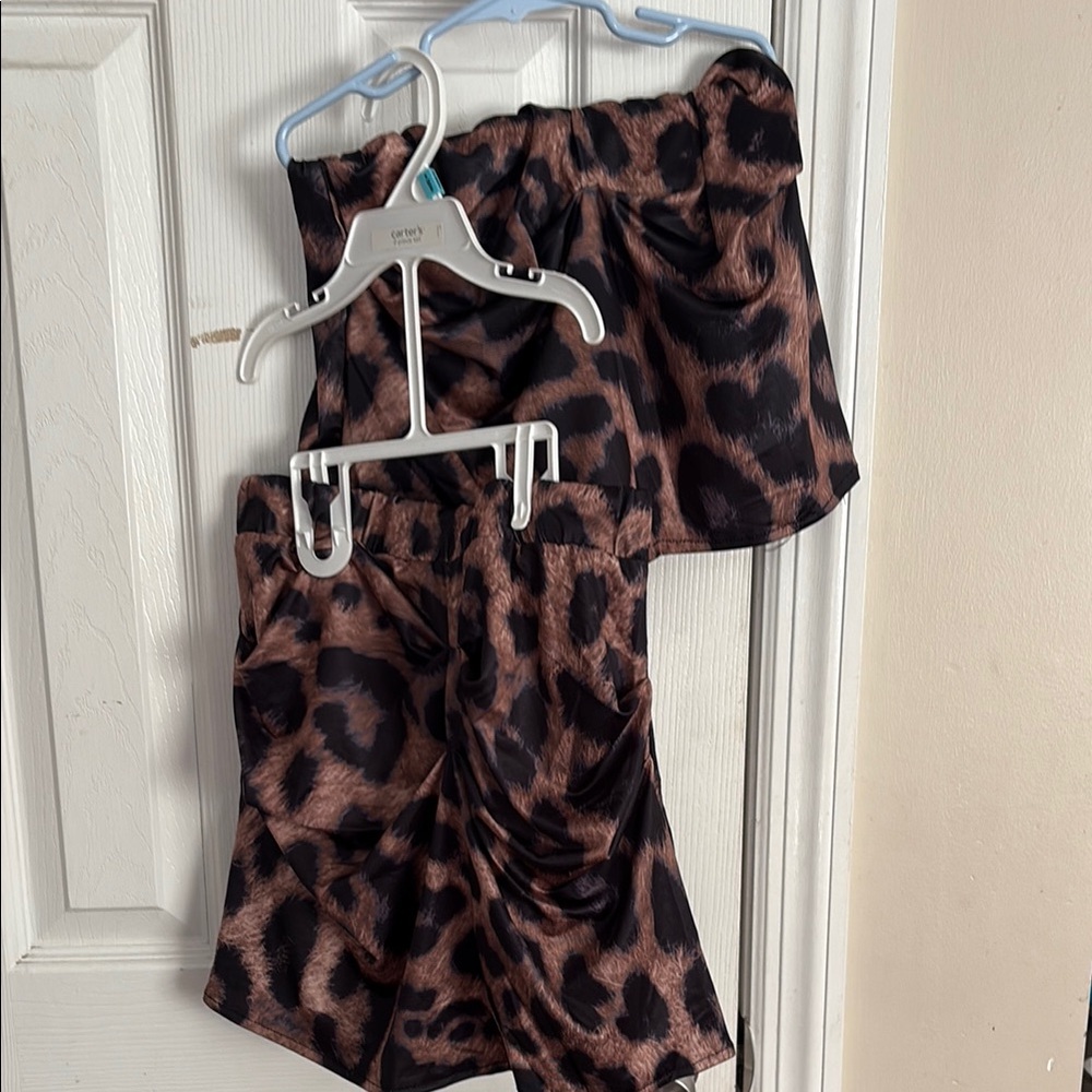 Leopard Print Kids Shorts Set